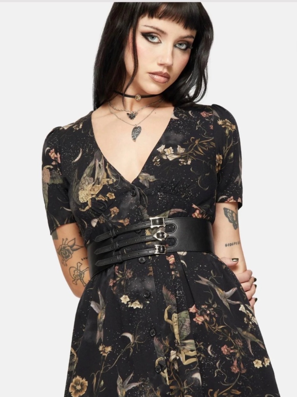 Disturbia Black Floral Mini Dress